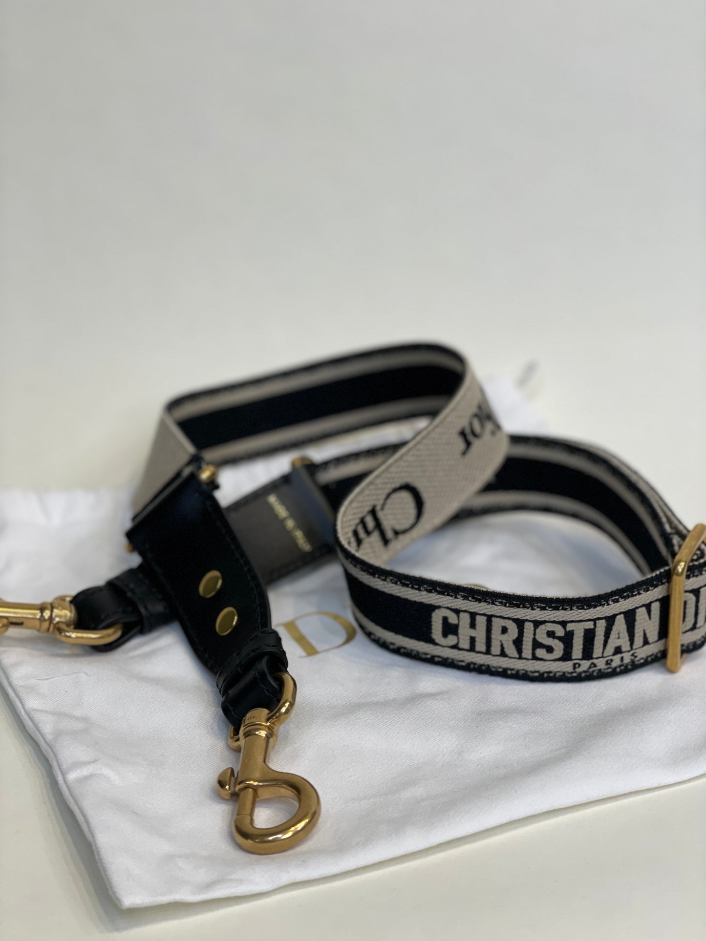 Christian Dior adjustable embroidered strap