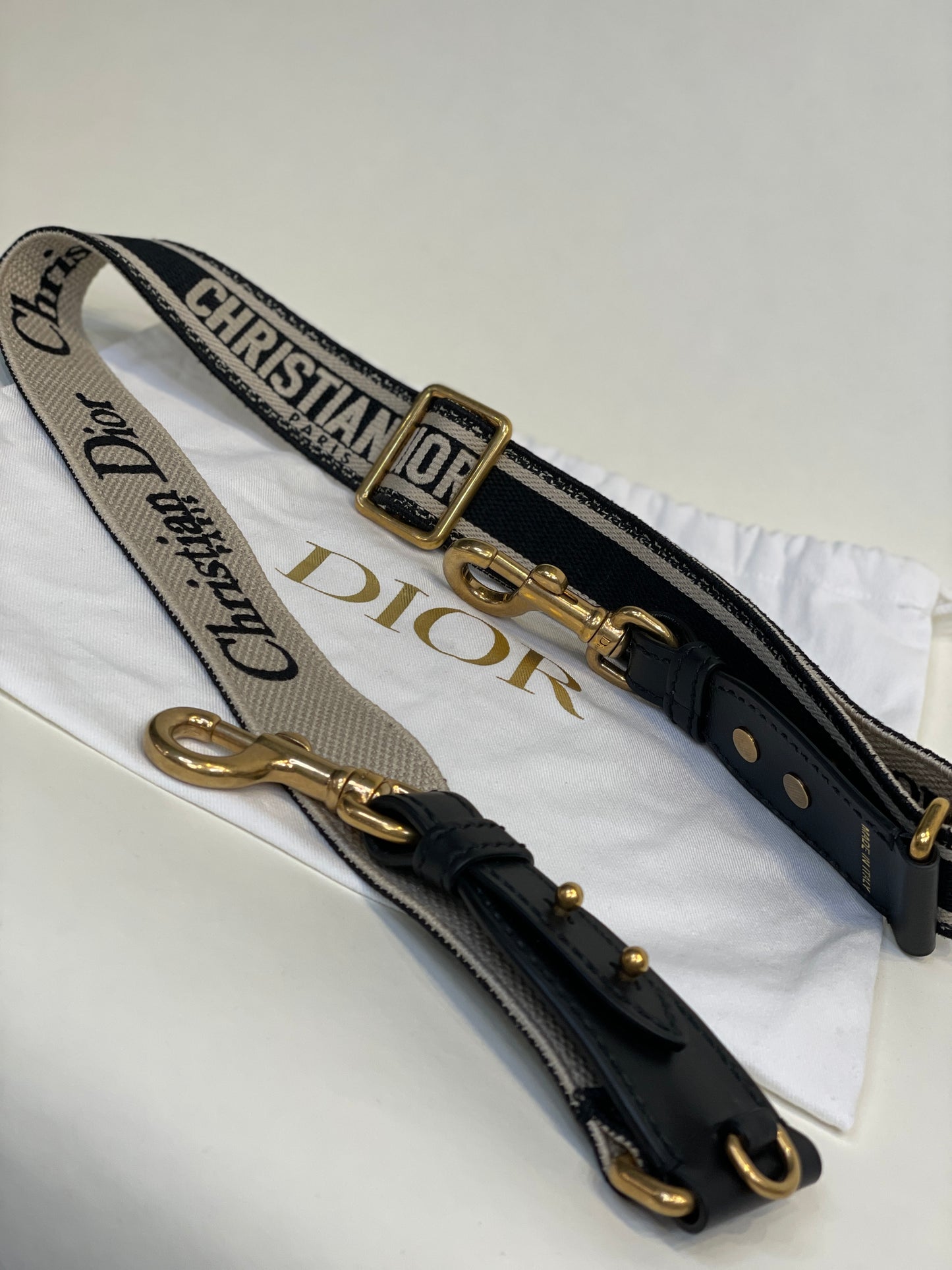 Christian Dior adjustable embroidered strap