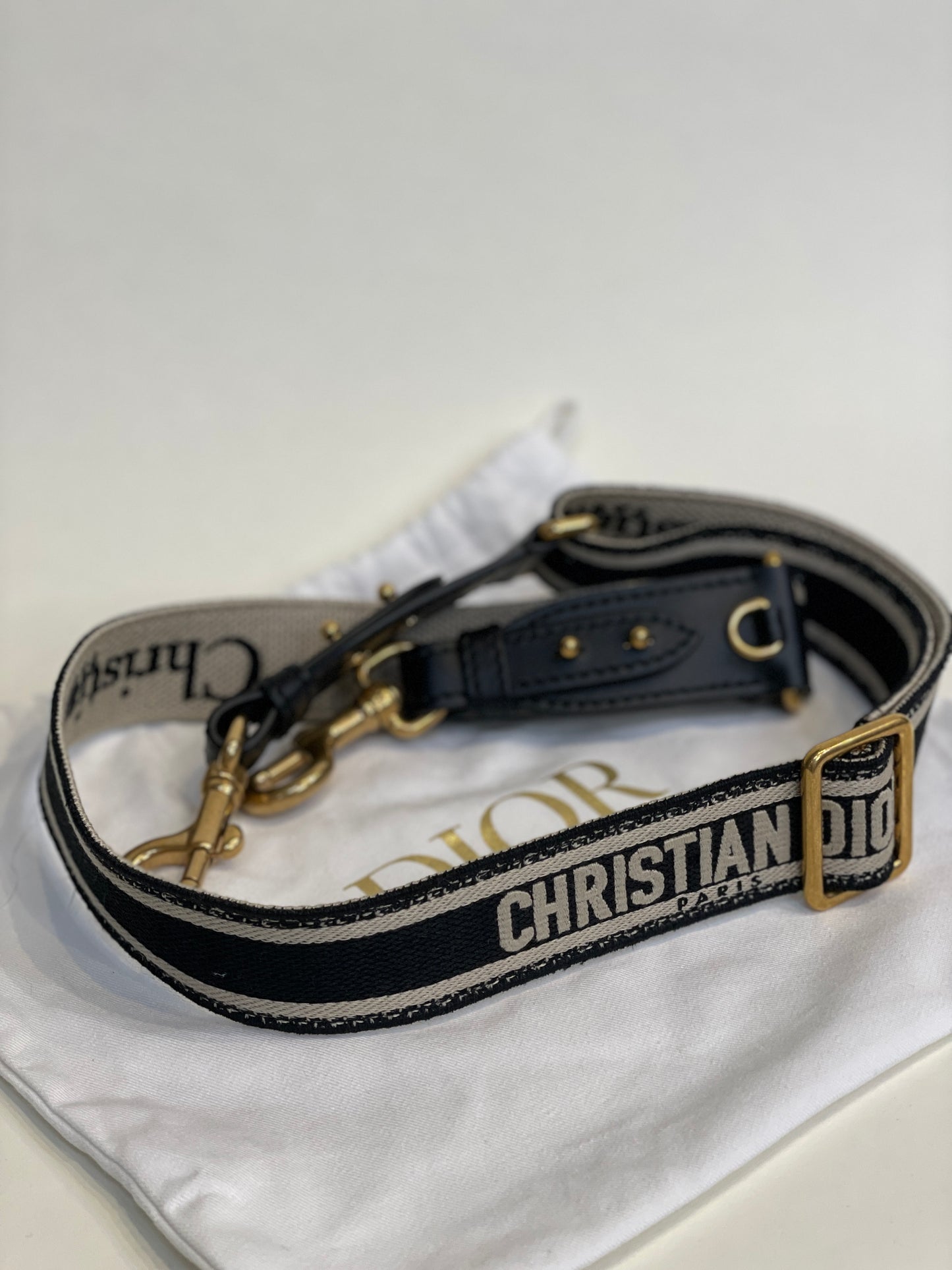 Christian Dior adjustable embroidered strap