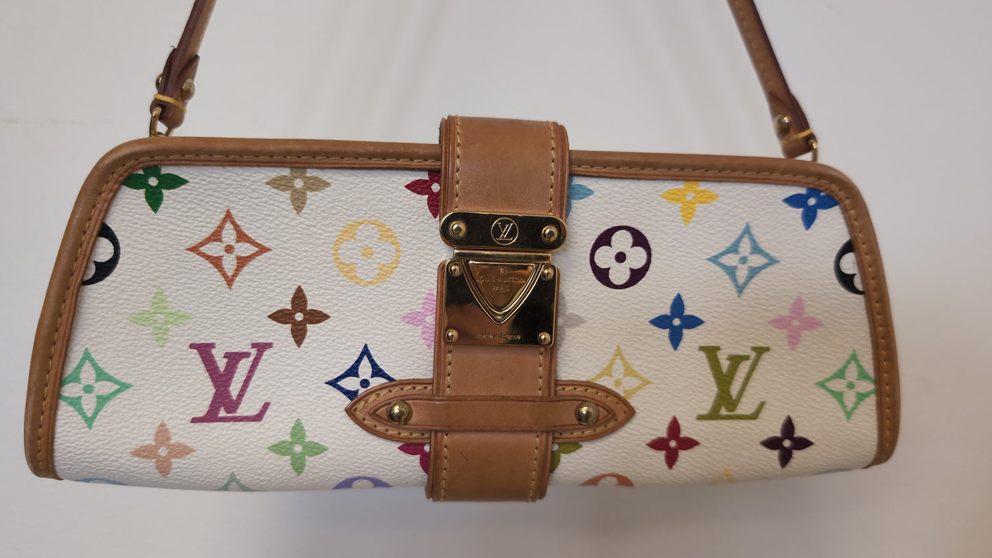 Louis Vuitton Shirley White Multicolour Monogram Clutch