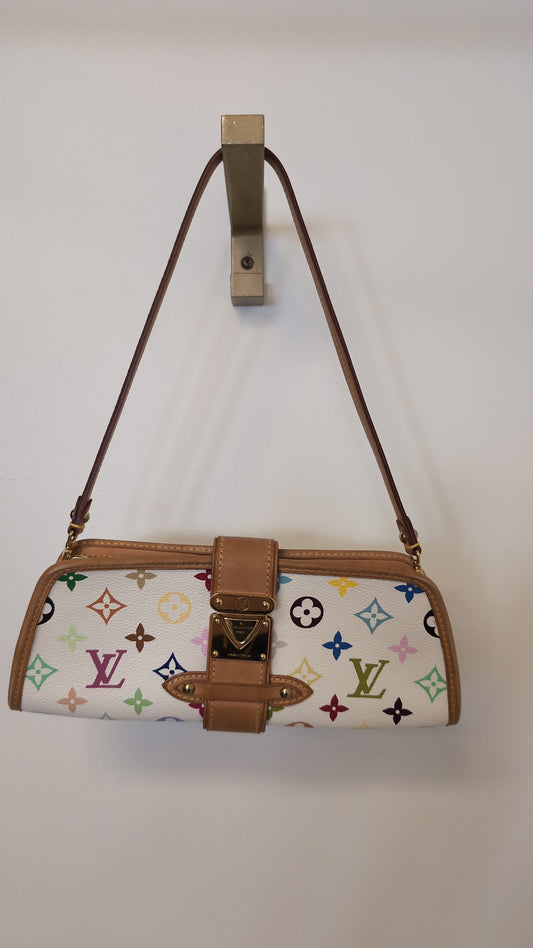 Louis Vuitton Shirley White Multicolour Monogram Clutch