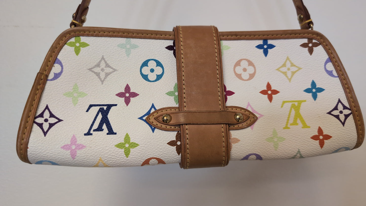 Louis Vuitton Shirley White Multicolour Monogram Clutch